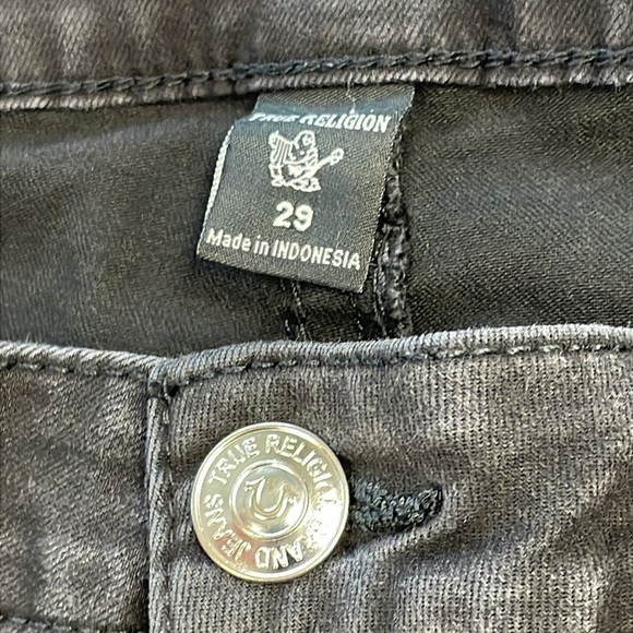 True Religion Halle Mid Rise Super Skinny Jeans Black Wash Horseshoe Stitch 29 - Picture 7 of 13